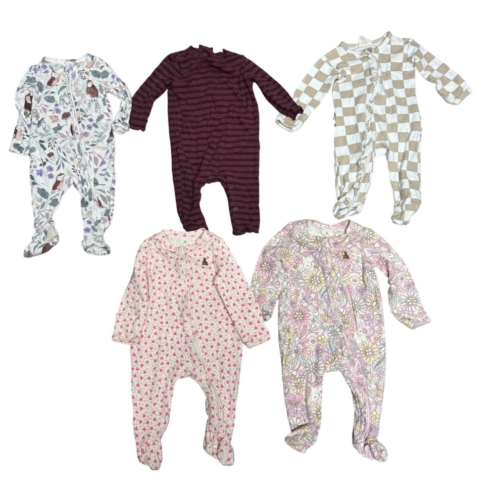 Baby Gap Siix Cloud Island Pajama Sleepers Romper Bundle 0-3 Months 5 Piece